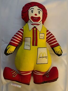 Vintage 1984 Ronald Mcdonald Red Yellow McDonald's Plush Stuffed Toy 12"